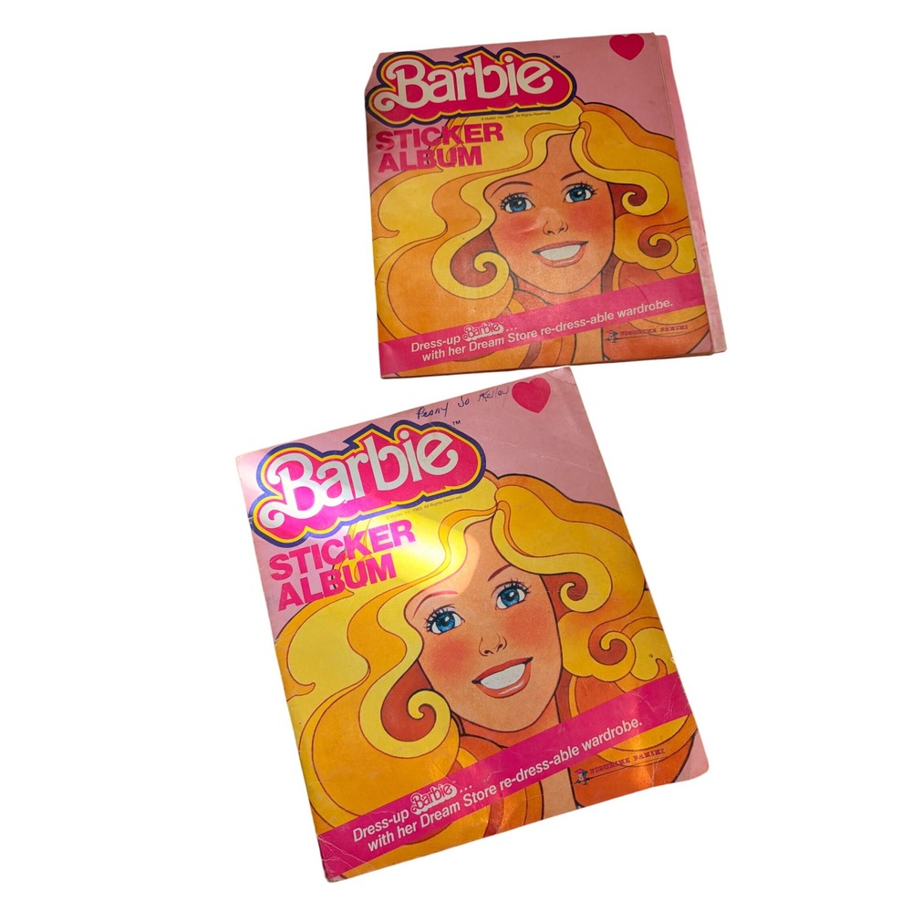 Vintage 1983 Barbie Sticker Album Lot of 2 Panini Mattel Dream Store Retro Pink